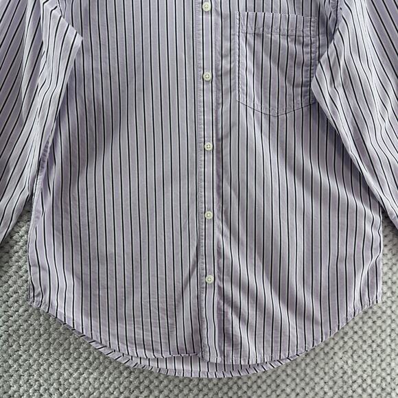 J Crew Top Women 2 Lavender Striped Cotton Garcon Classic Fit Button Front Shirt - Picture 4 of 12